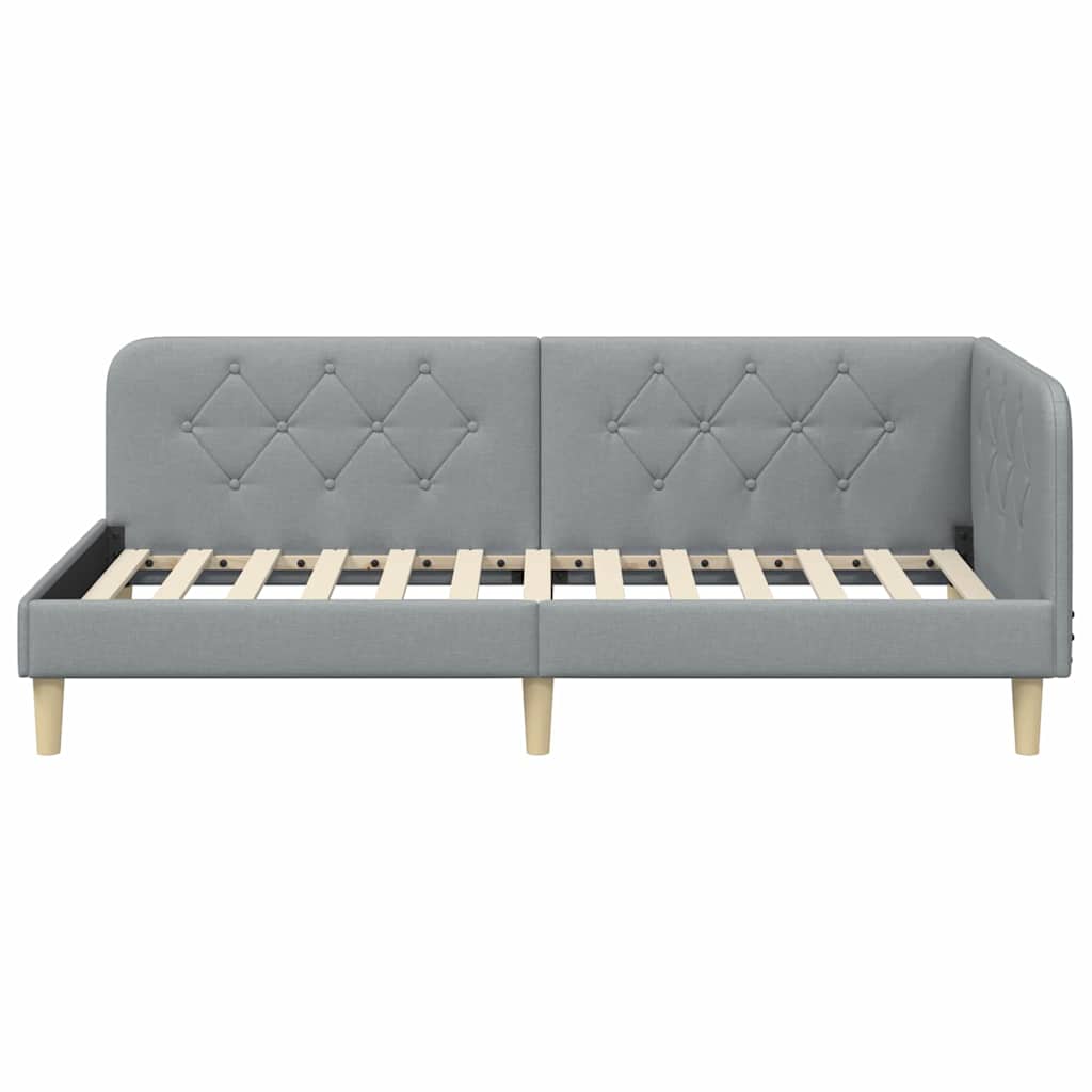 Kutni okvir kreveta Svijetlo siva 90 x 190 cm tkanina