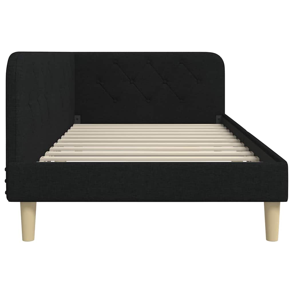 Kutni okvir kreveta Crna 90 x 200 cm tkanina