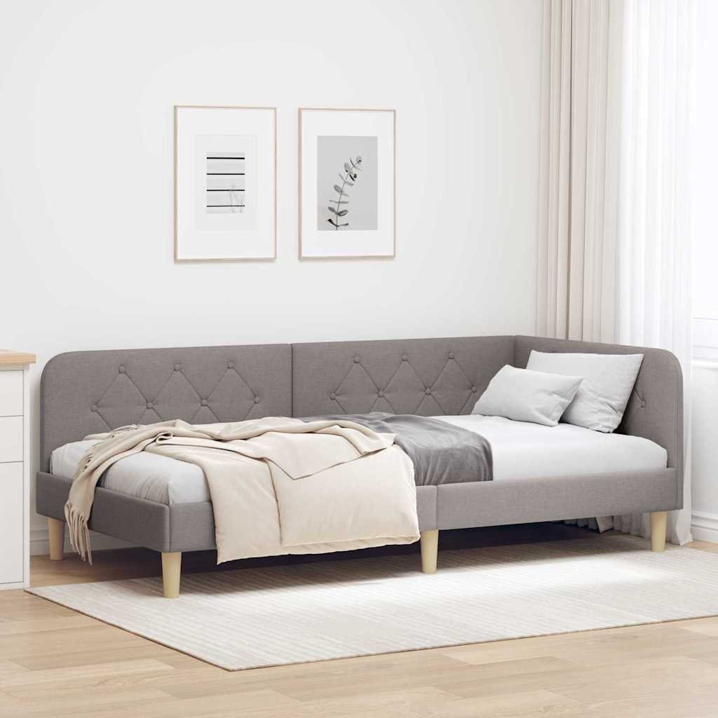Kutni okvir kreveta Sivo-smeđa 90 x 200 cm tkanina
