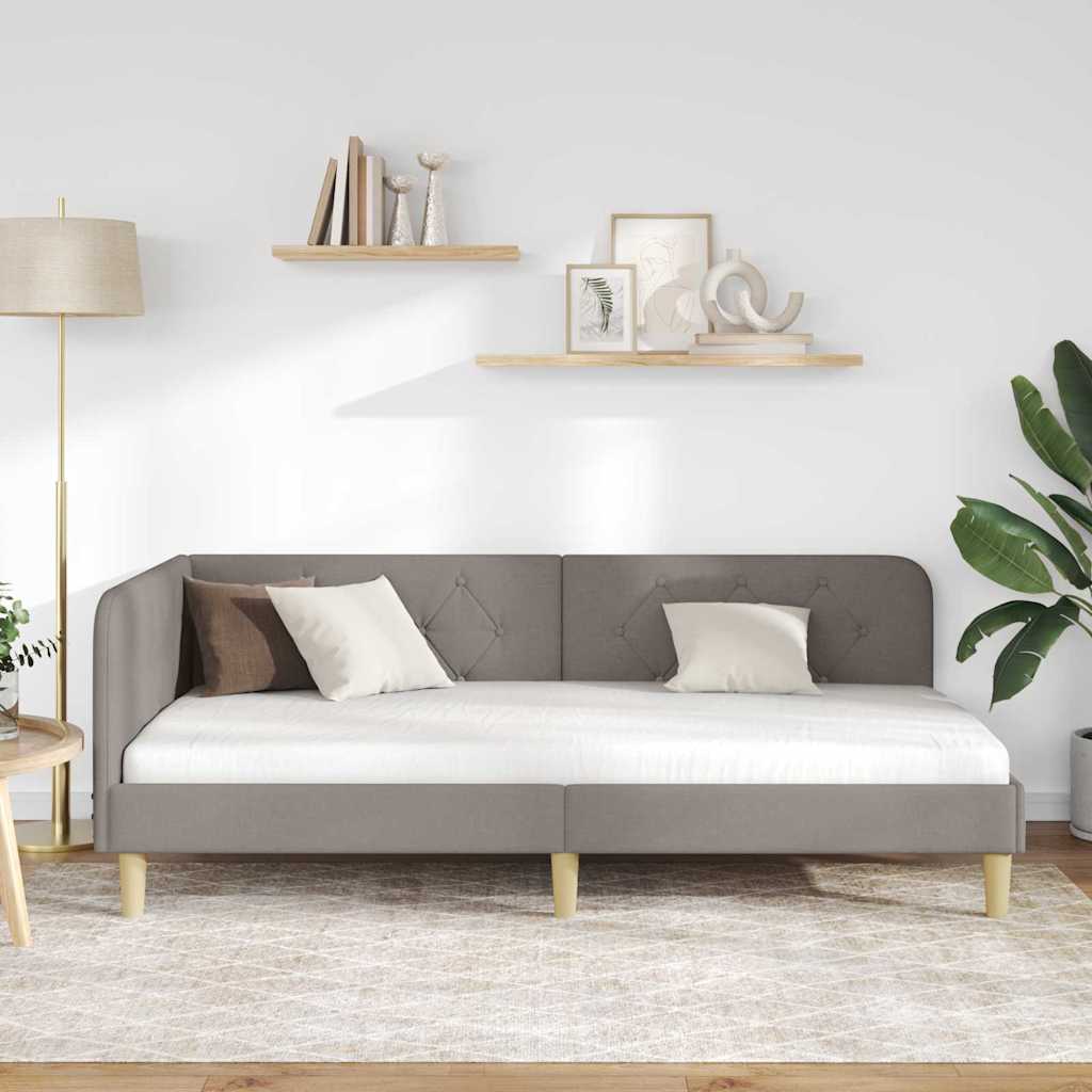 Kutni okvir kreveta Sivo-smeđa 90 x 200 cm tkanina