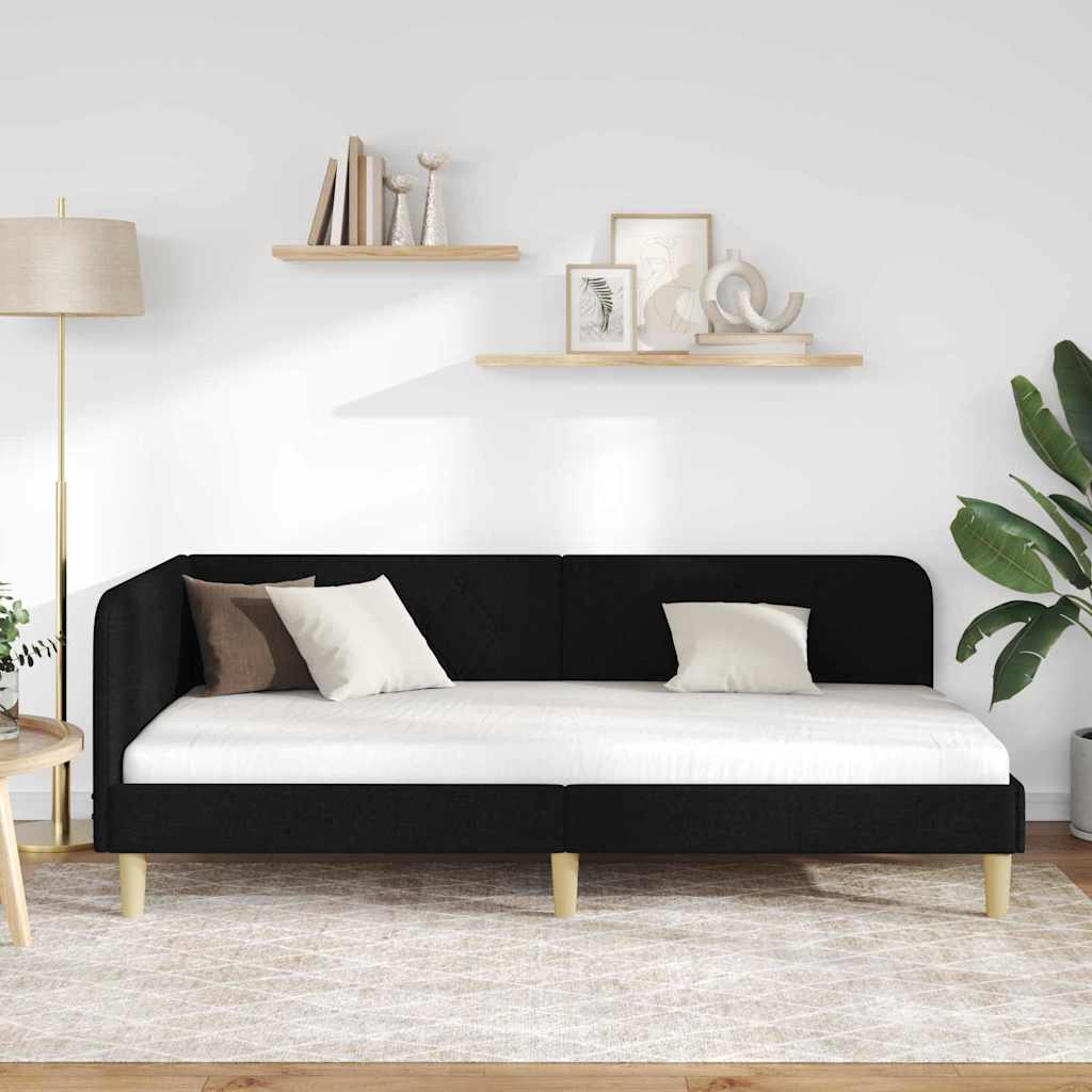 Kutni okvir kreveta Crna 100 x 200 cm tkanina