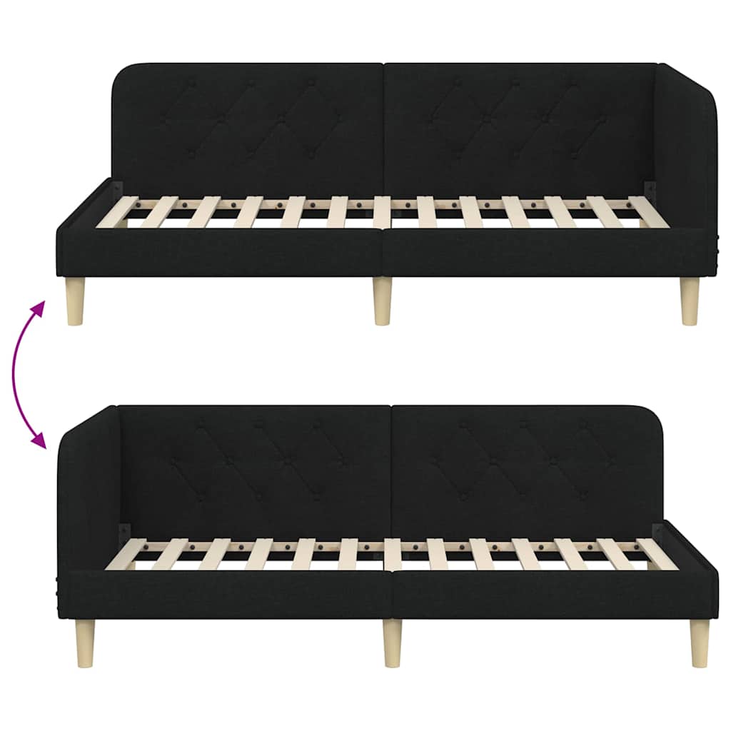 Kutni okvir kreveta Crna 100 x 200 cm tkanina
