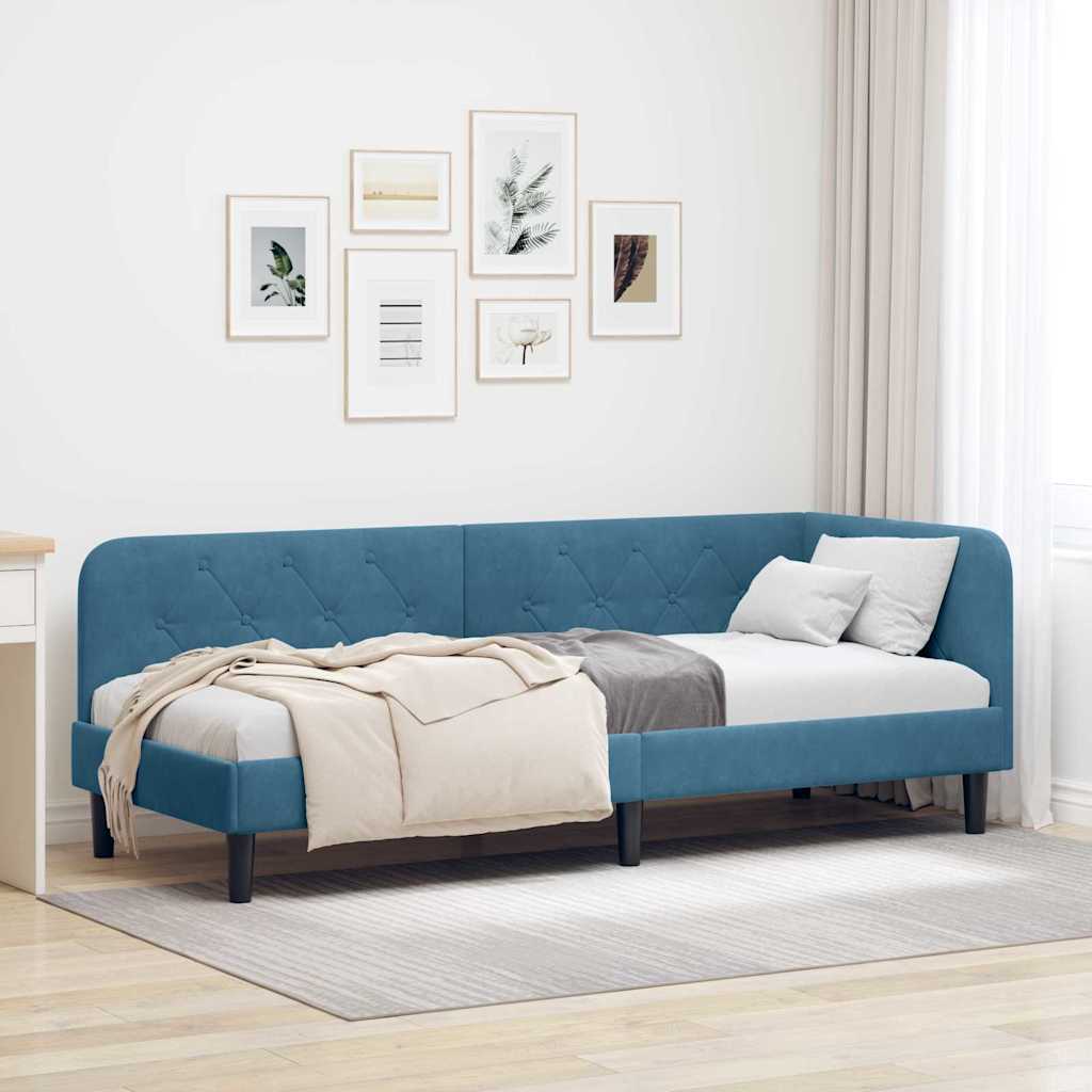 Kutni okvir kreveta Plava 80 x 200 cm Baršun
