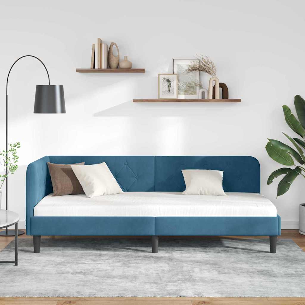Kutni okvir kreveta Plava 80 x 200 cm Baršun