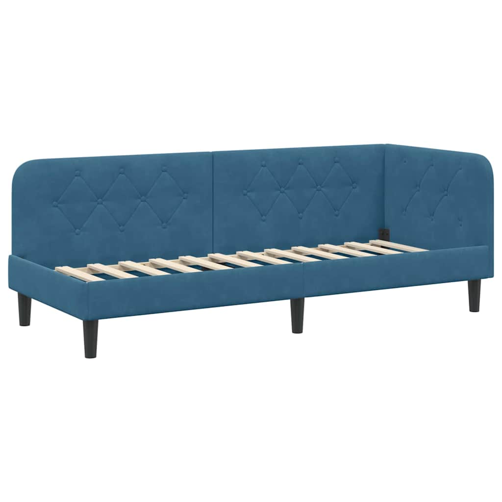 Kutni okvir kreveta Plava 80 x 200 cm Baršun