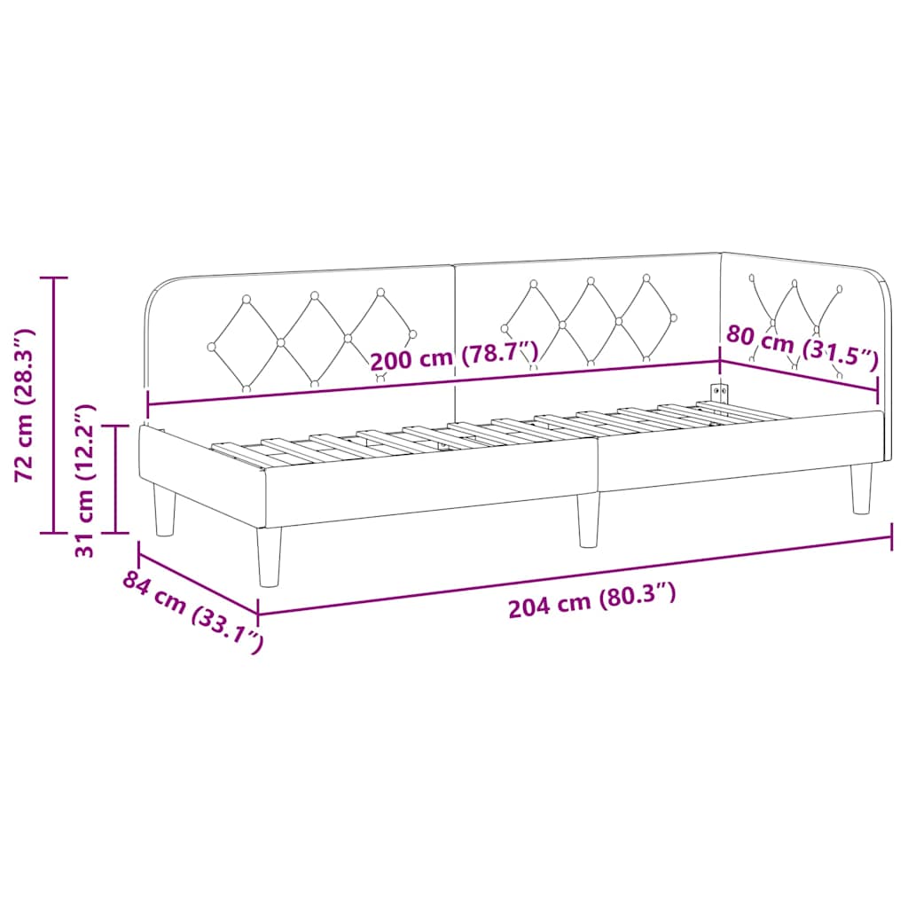 Kutni okvir kreveta Plava 80 x 200 cm Baršun