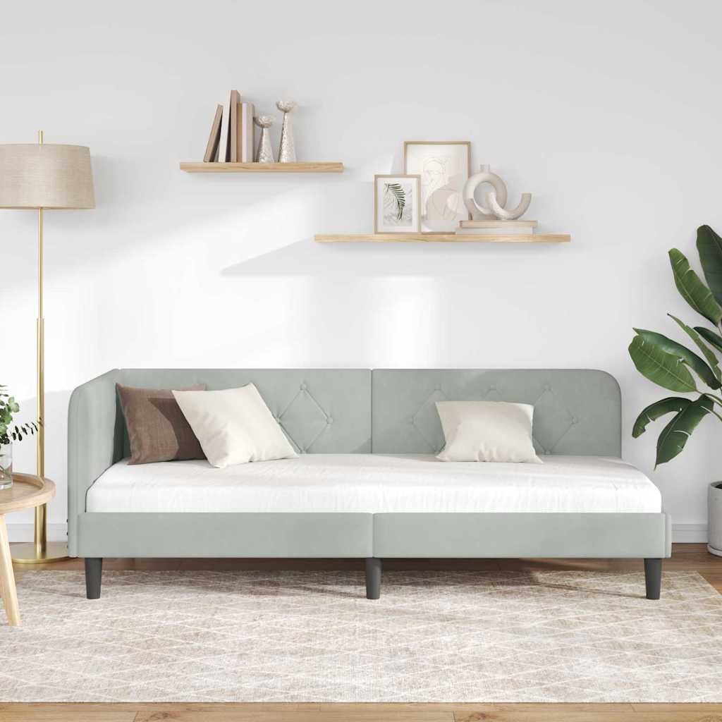 Kutni okvir kreveta Svijetlo siva 80 x 200 cm Baršun