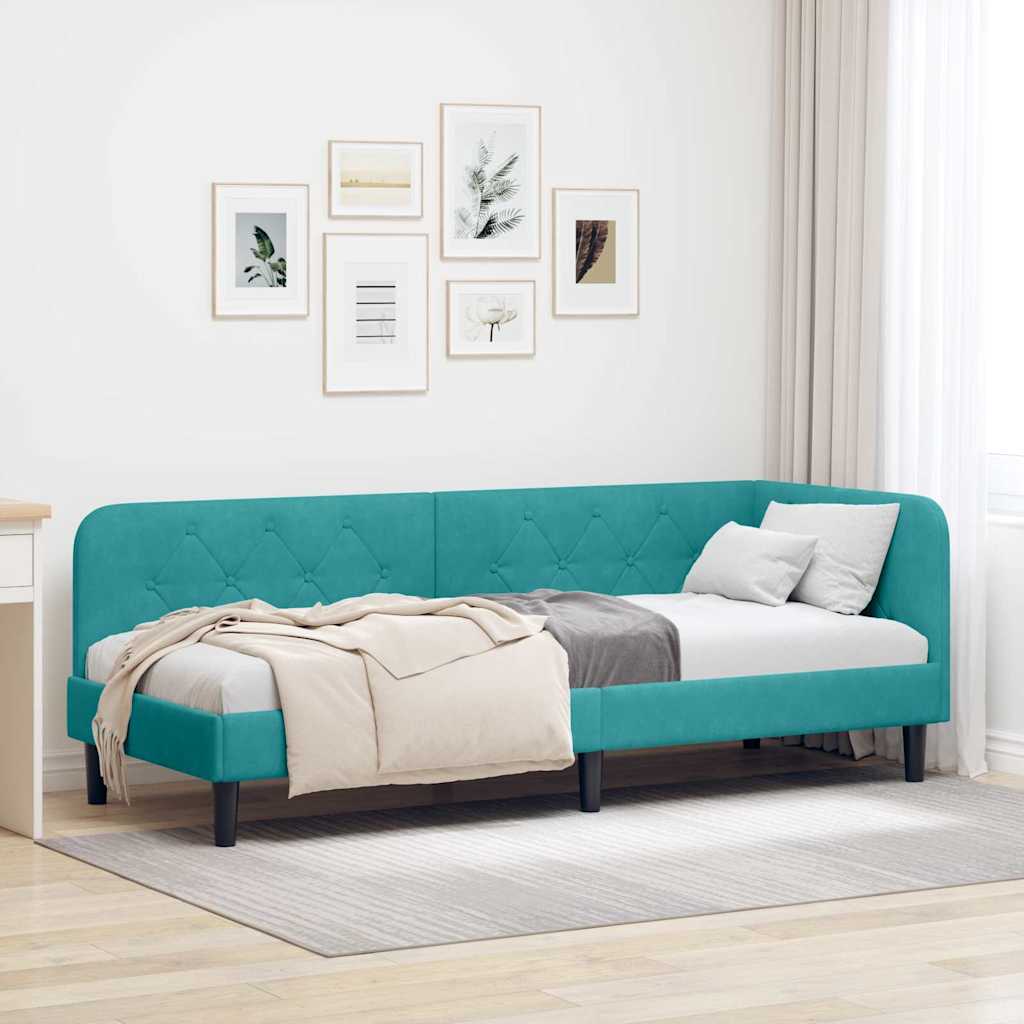 Kutni okvir kreveta Tirkizna 80 x 200 cm Baršun