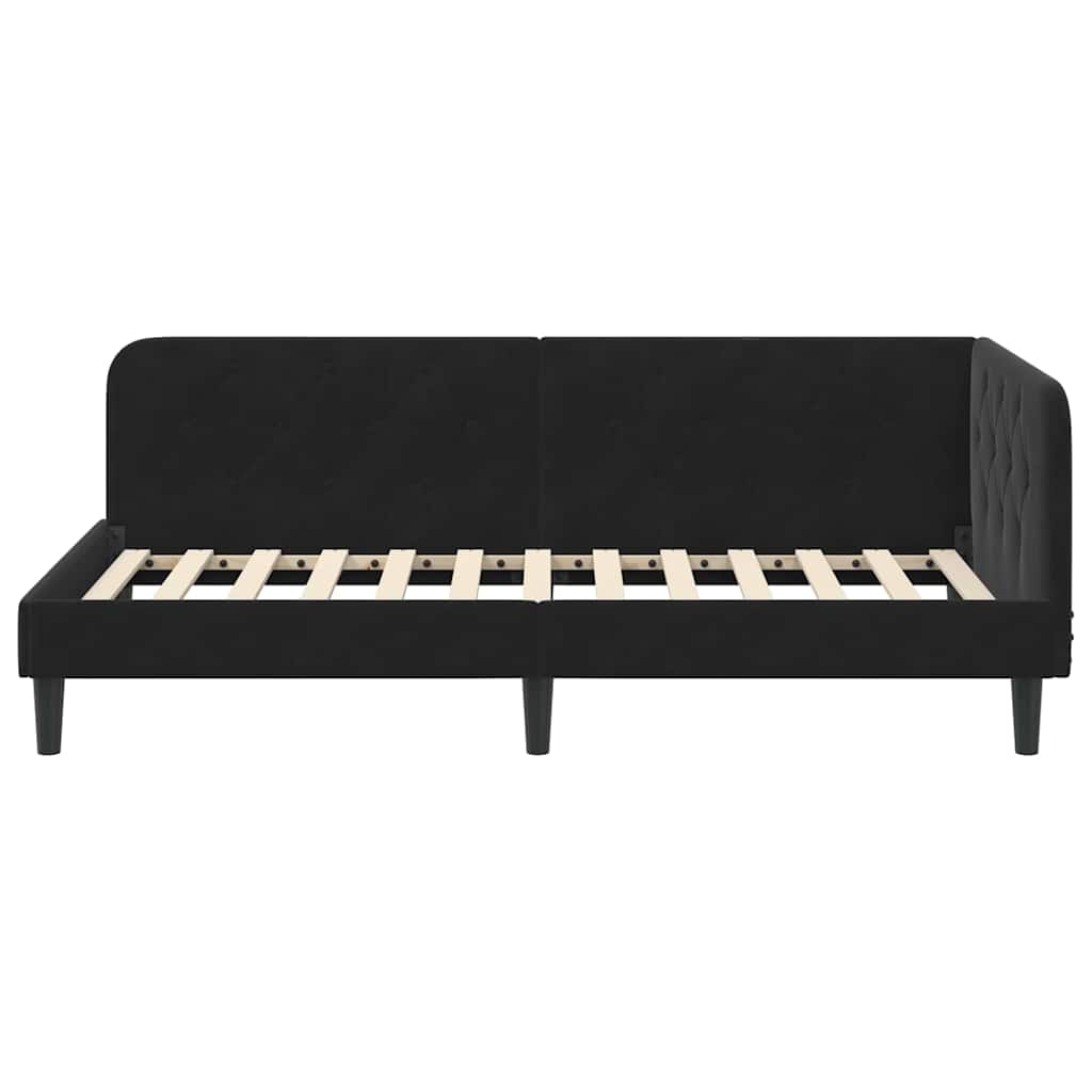 Kutni okvir kreveta Crna 90 x 190 cm Baršun
