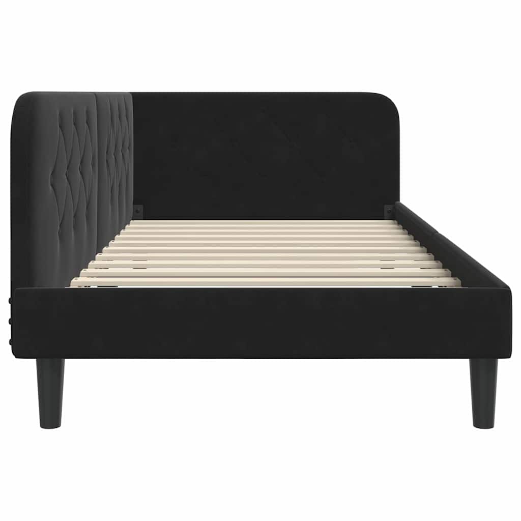 Kutni okvir kreveta Crna 90 x 190 cm Baršun