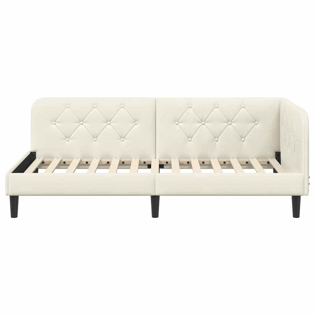 Kutni okvir kreveta Krema 90 x 190 cm Baršun