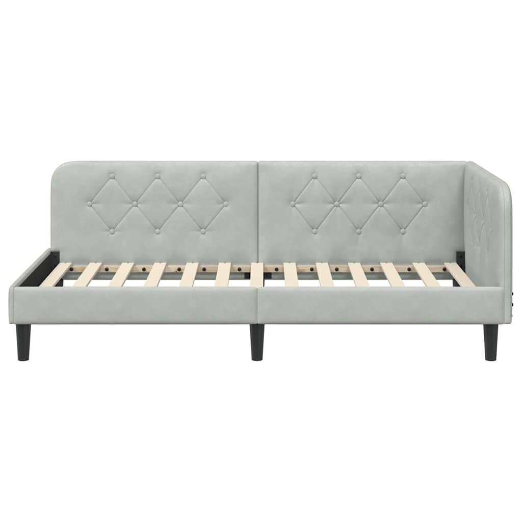 Kutni okvir kreveta Svijetlo siva 100 x 200 cm Baršun