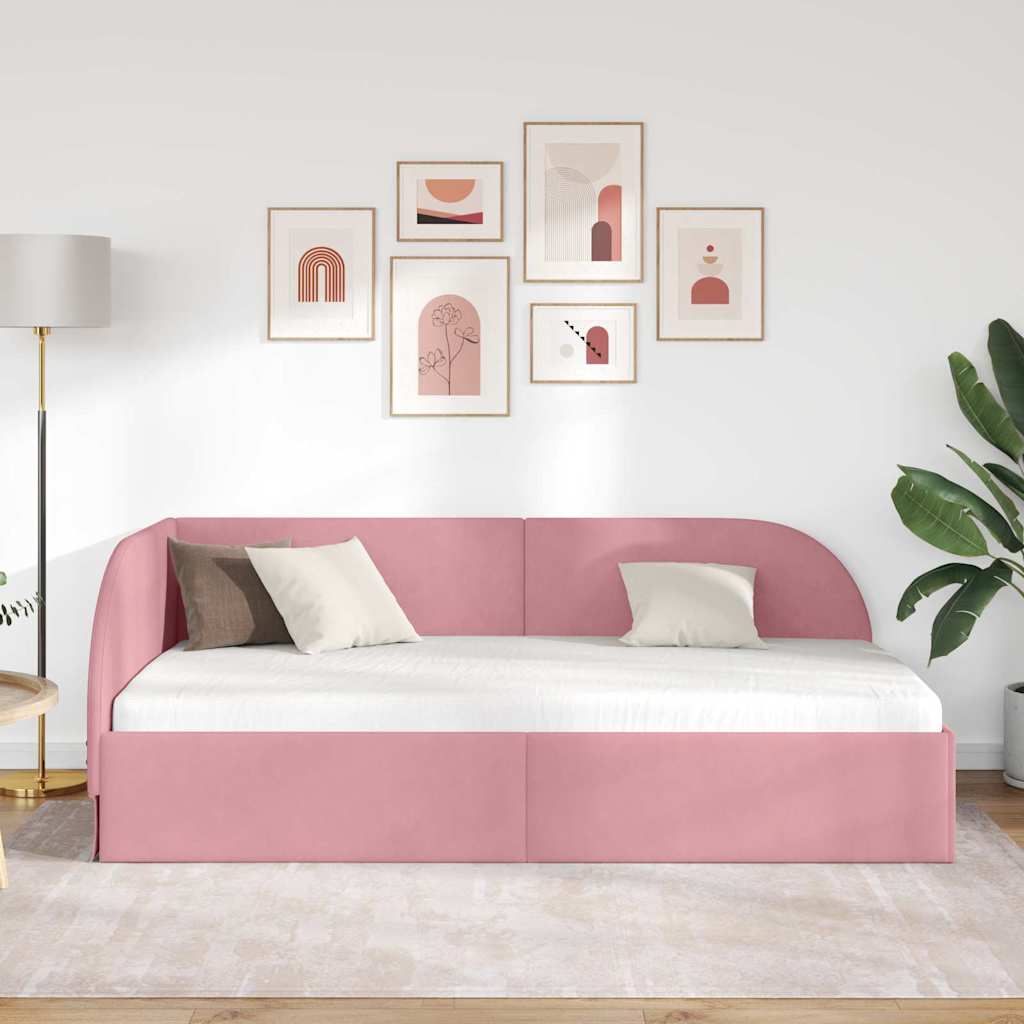 Kutni okvir kreveta Ružičasta 80 x 200 cm Baršun