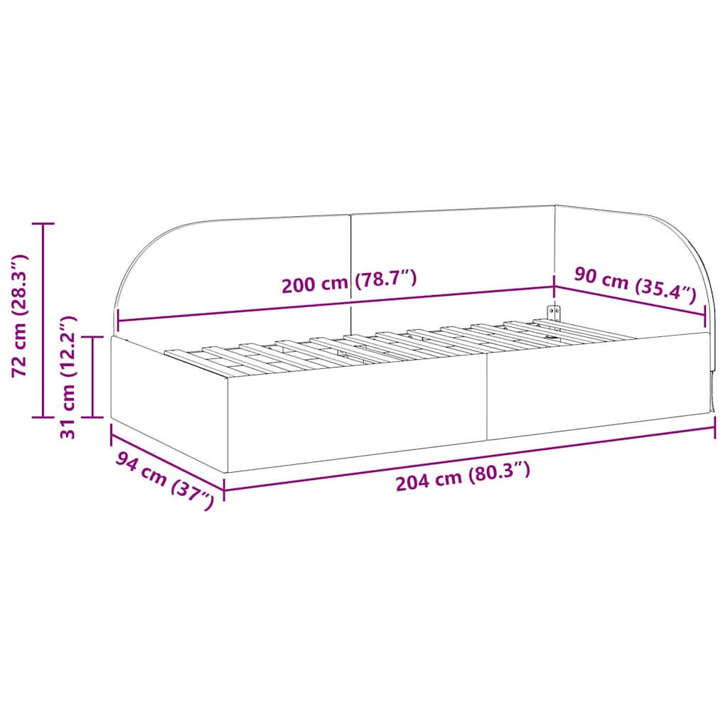 Kutni okvir kreveta Ružičasta 90 cm x 200 cm Baršun