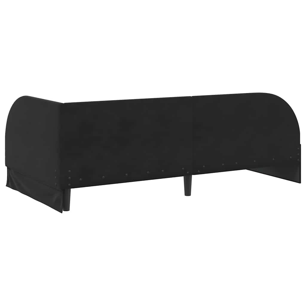 Kutni okvir kreveta s uzglavljem Crna 100 cm x 200 cm Baršun