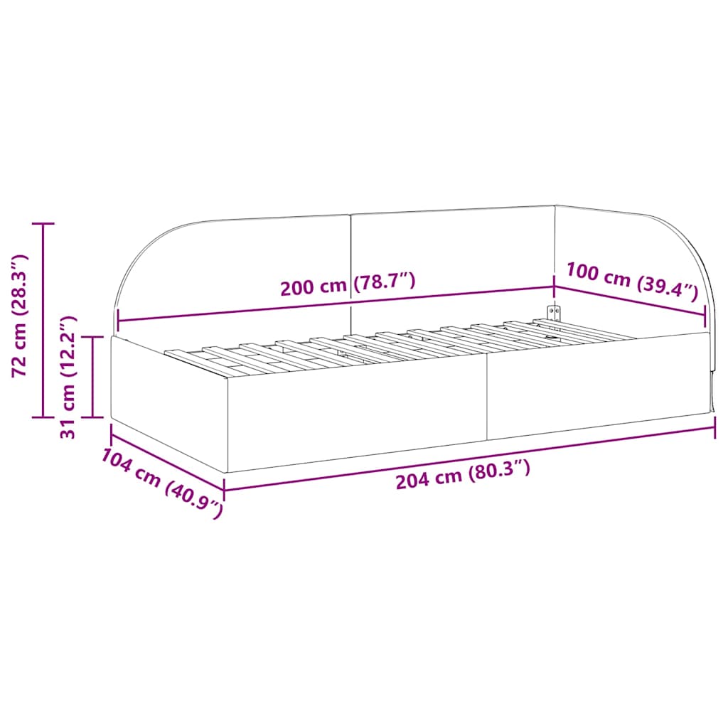 Kutni okvir kreveta s uzglavljem Crna 100 cm x 200 cm Baršun