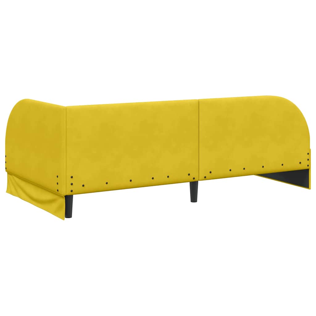 Kutni okvir kreveta s uzglavljem Žuta 100 cm x 200 cm Baršun