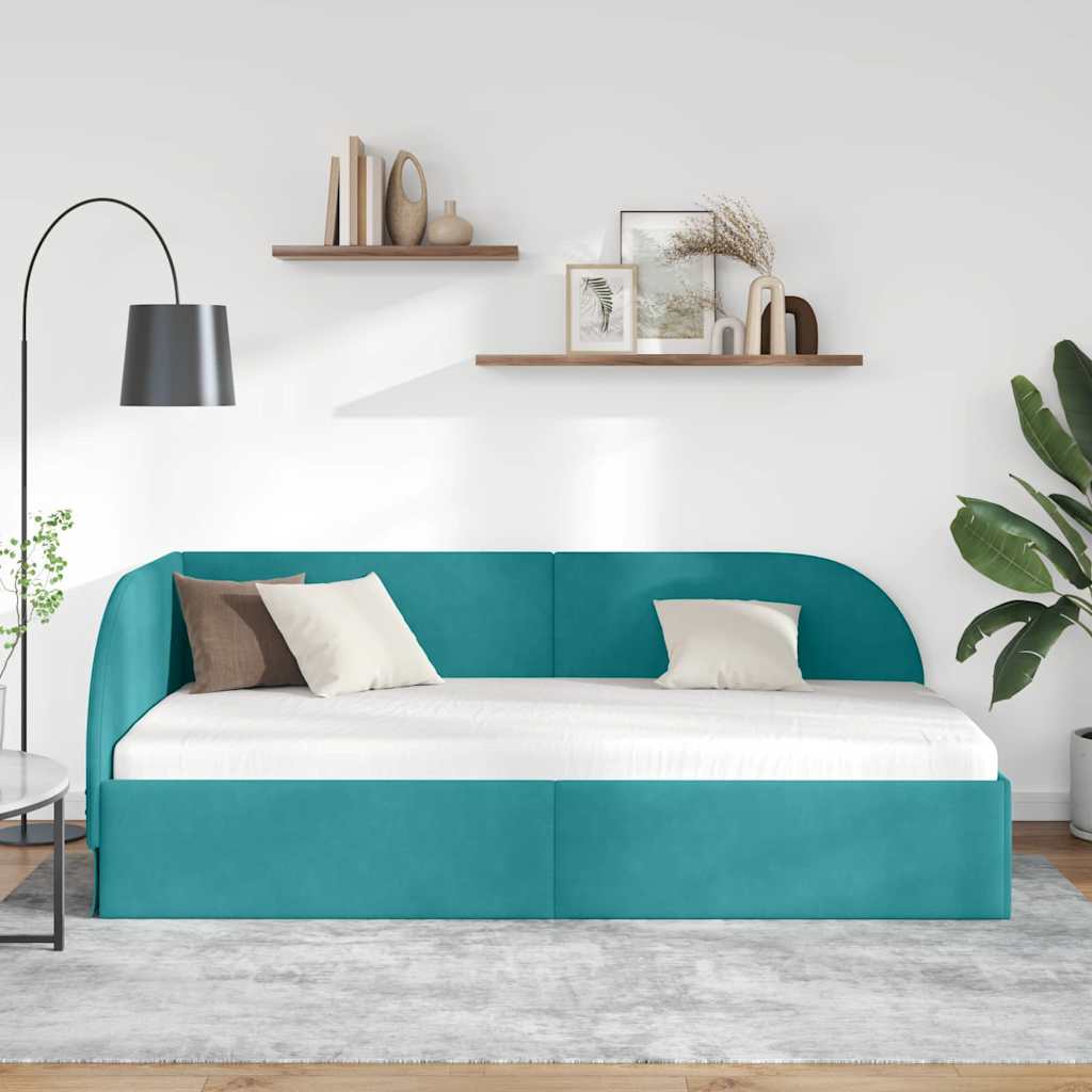 Kutni okvir kreveta Tirkizna 100 cm x 200 cm Baršun