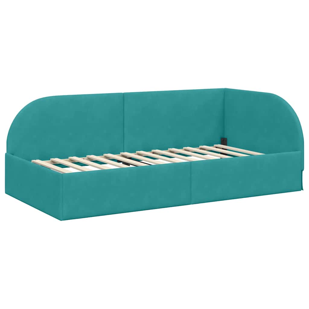 Kutni okvir kreveta Tirkizna 100 cm x 200 cm Baršun