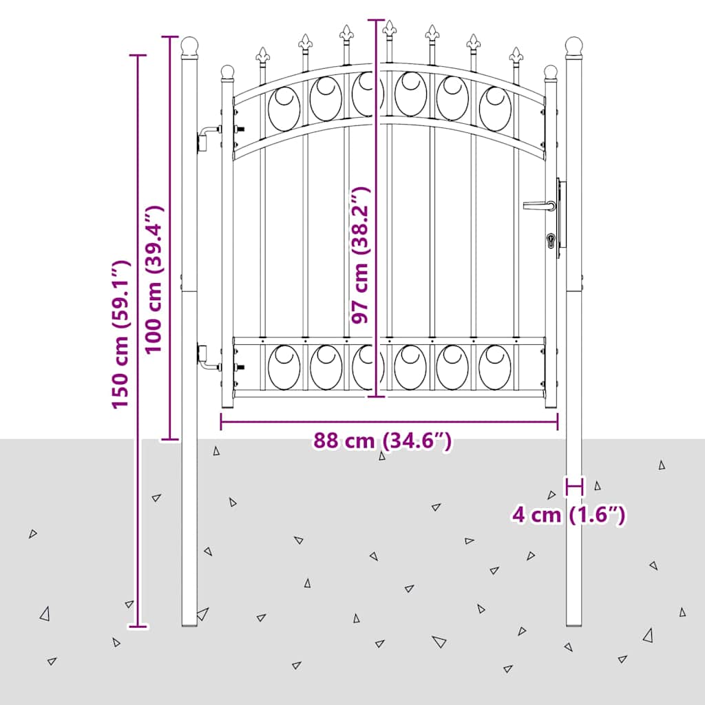 Vrata ograde s bodljama EMMEN 100 x 100 cm