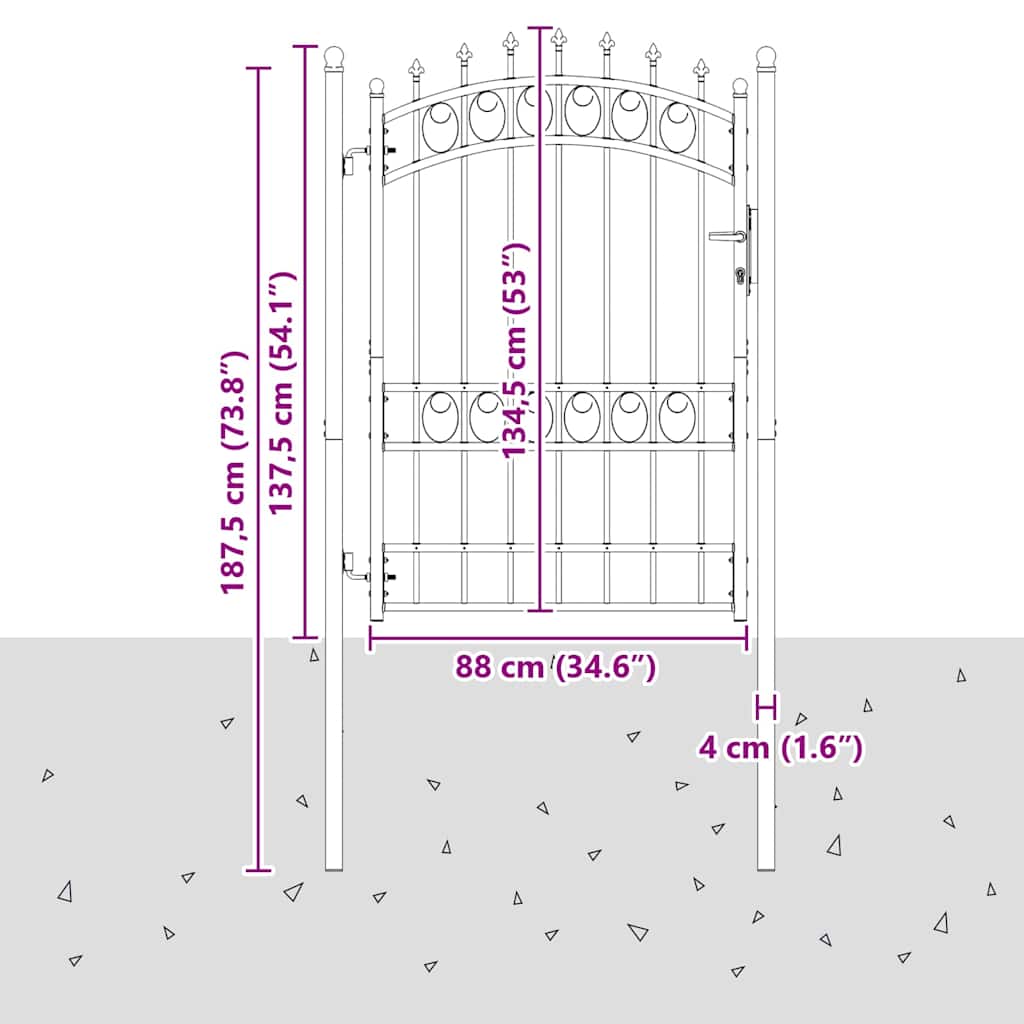 Vrata ograde s bodljama EMMEN 170 x 100 cm