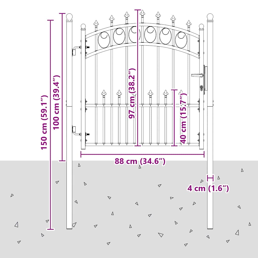 Vrata ograde s bodljama EMMEN 100 x 100 cm