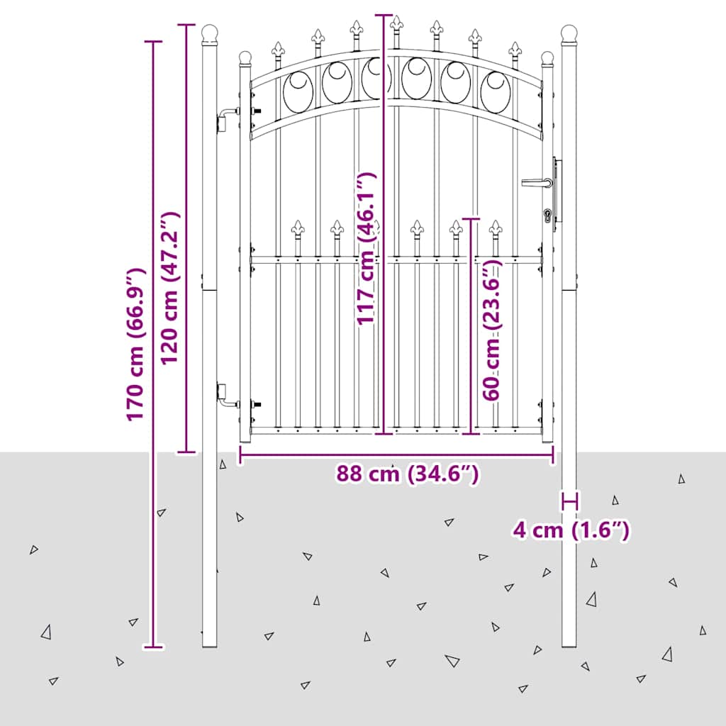 Vrata ograde s bodljama EMMEN 150 x 100 cm