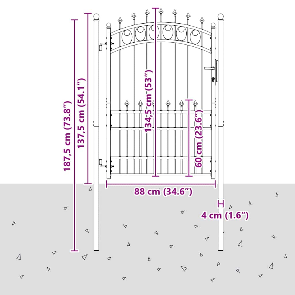 Vrata ograde s bodljama EMMEN 170 x 100 cm
