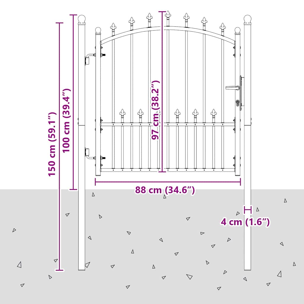 Vrata ograde s bodljama EMMEN 100 x 100 cm