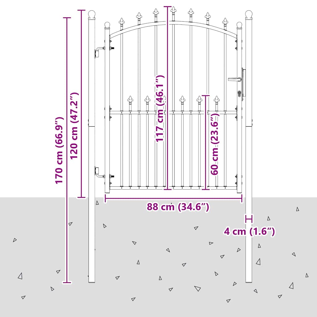 Vrata ograde s bodljama EMMEN 150 x 100 cm