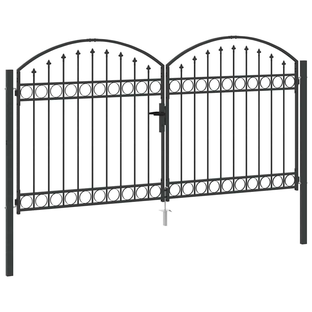 Ogradna vrata ASSEN 301 x 200 cm Čelik Siva Može se zaključati