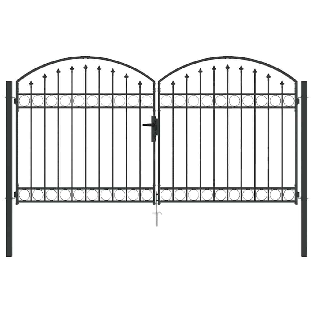 Ogradna vrata ASSEN 301 x 200 cm Čelik Siva Može se zaključati