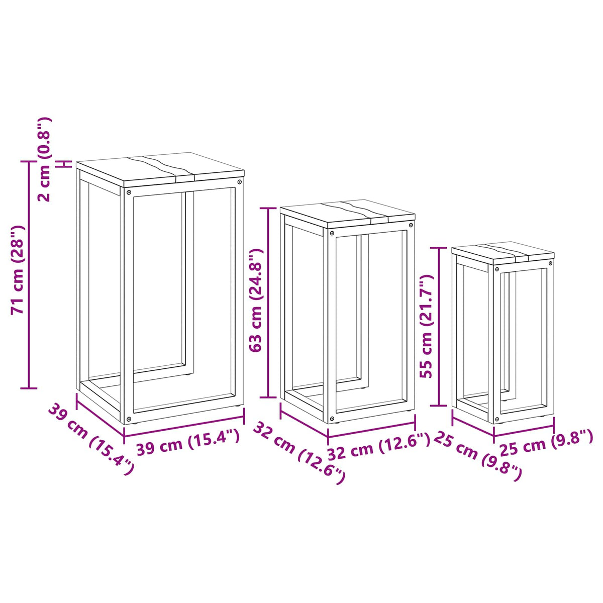 Stol za slaganje 3 pcs Smeđa Čvrsto teak drvo