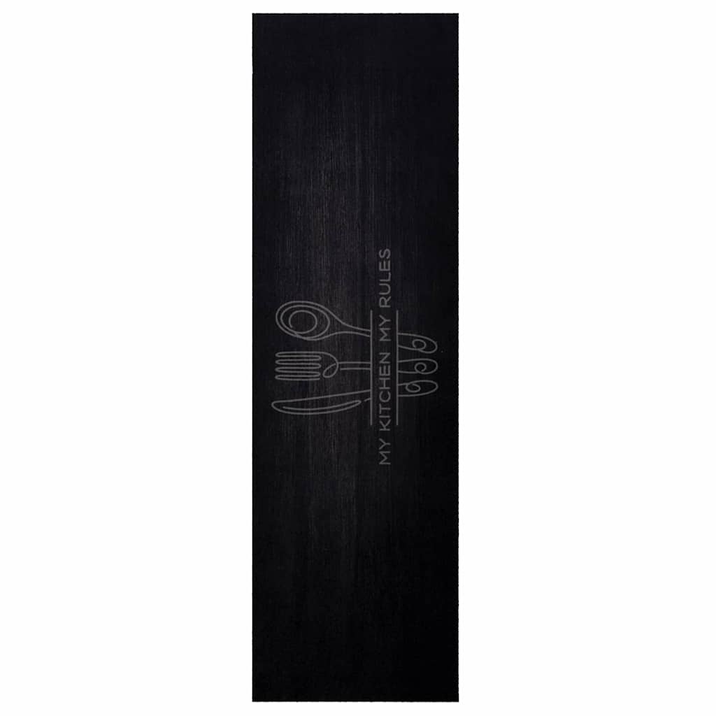 Kuhinjski Tepih Pribor za jelo Crna 150 x 45 cm Baršun