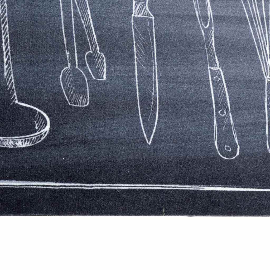 Kuhinjski Tepih Crna 180 x 60 cm Baršun