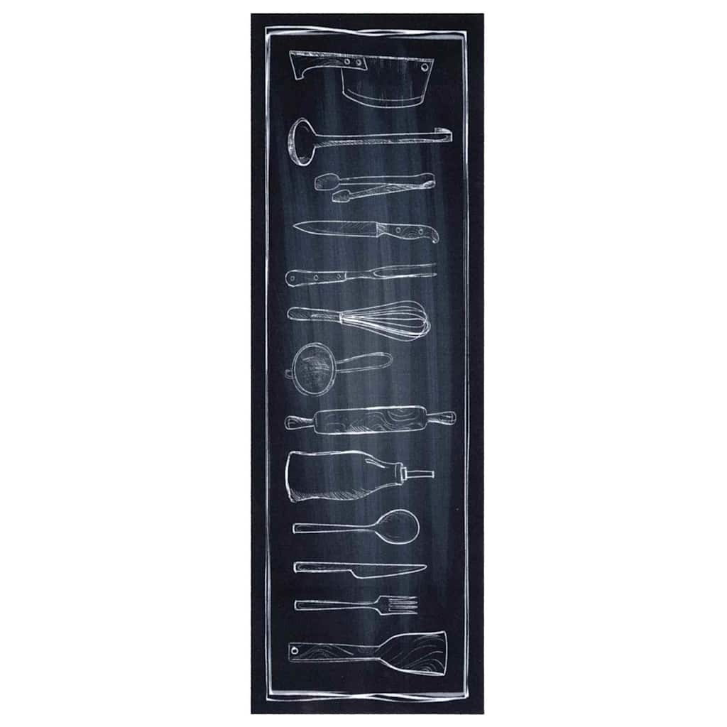 Kuhinjski Tepih Crna 180 x 60 cm Baršun