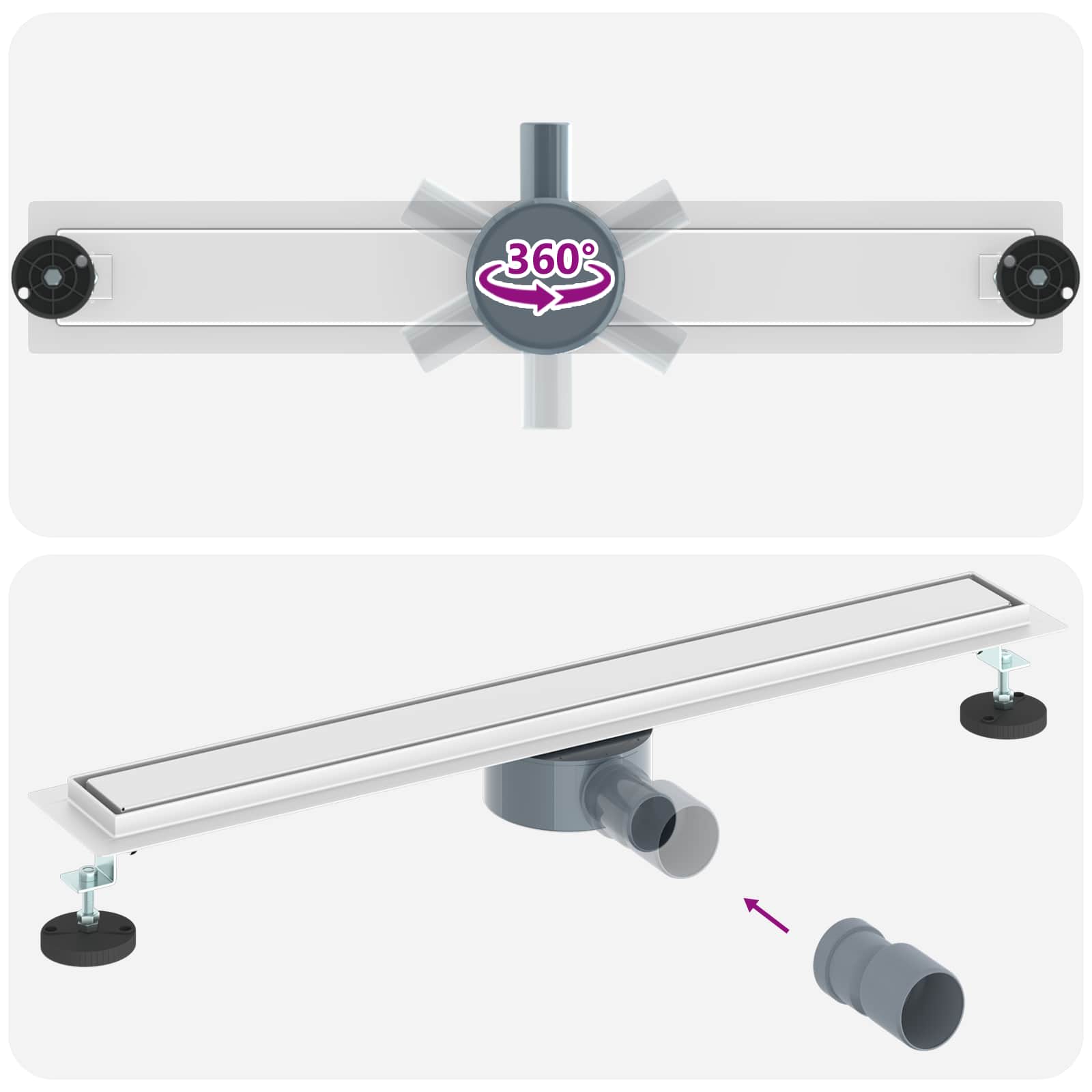 Tuš kanal 2-u-1 sa 360° sifonom Srebrno 70 cm