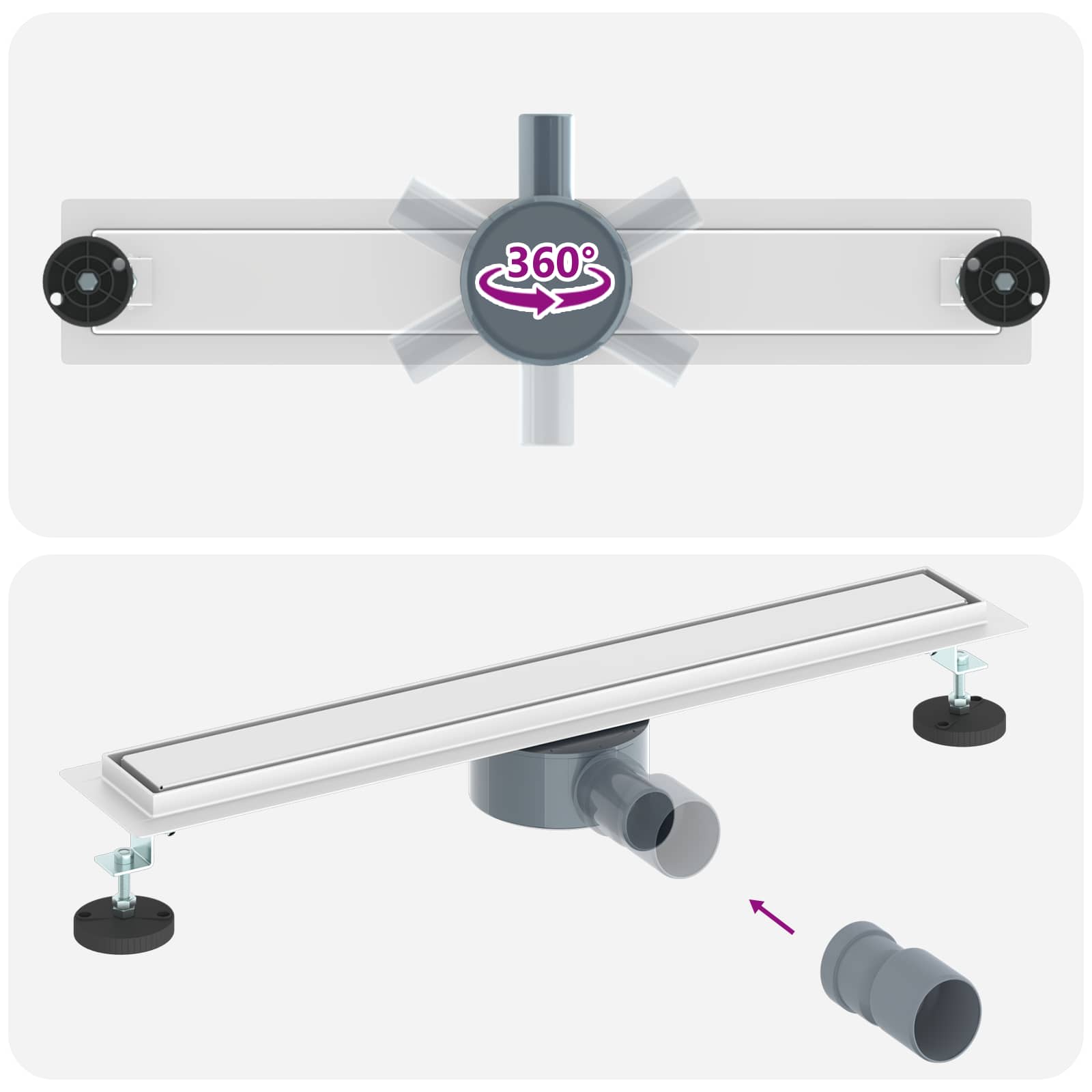 Tuš kanal 2-u-1 sa 360° sifonom Srebrno 60 cm