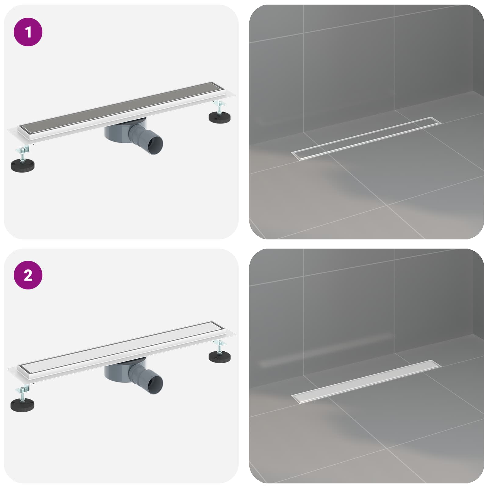 Tuš kanal 2-u-1 sa 360° sifonom Srebrno 60 cm