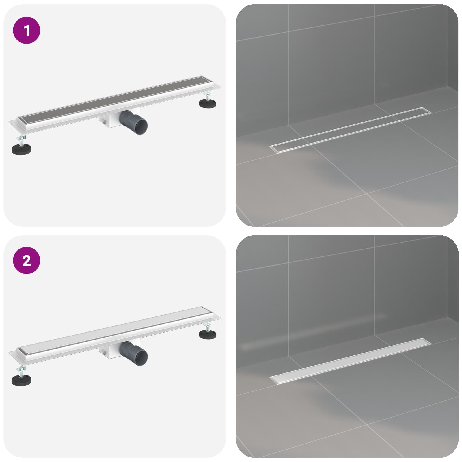 2 u 1 odvod za tuš Srebrno 80 cm Nehrđajući čelik 304