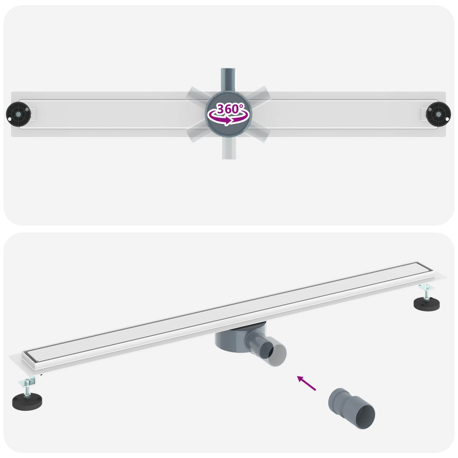 Tuš kanal 2-u-1 sa 360° sifonom Srebrno 100 cm