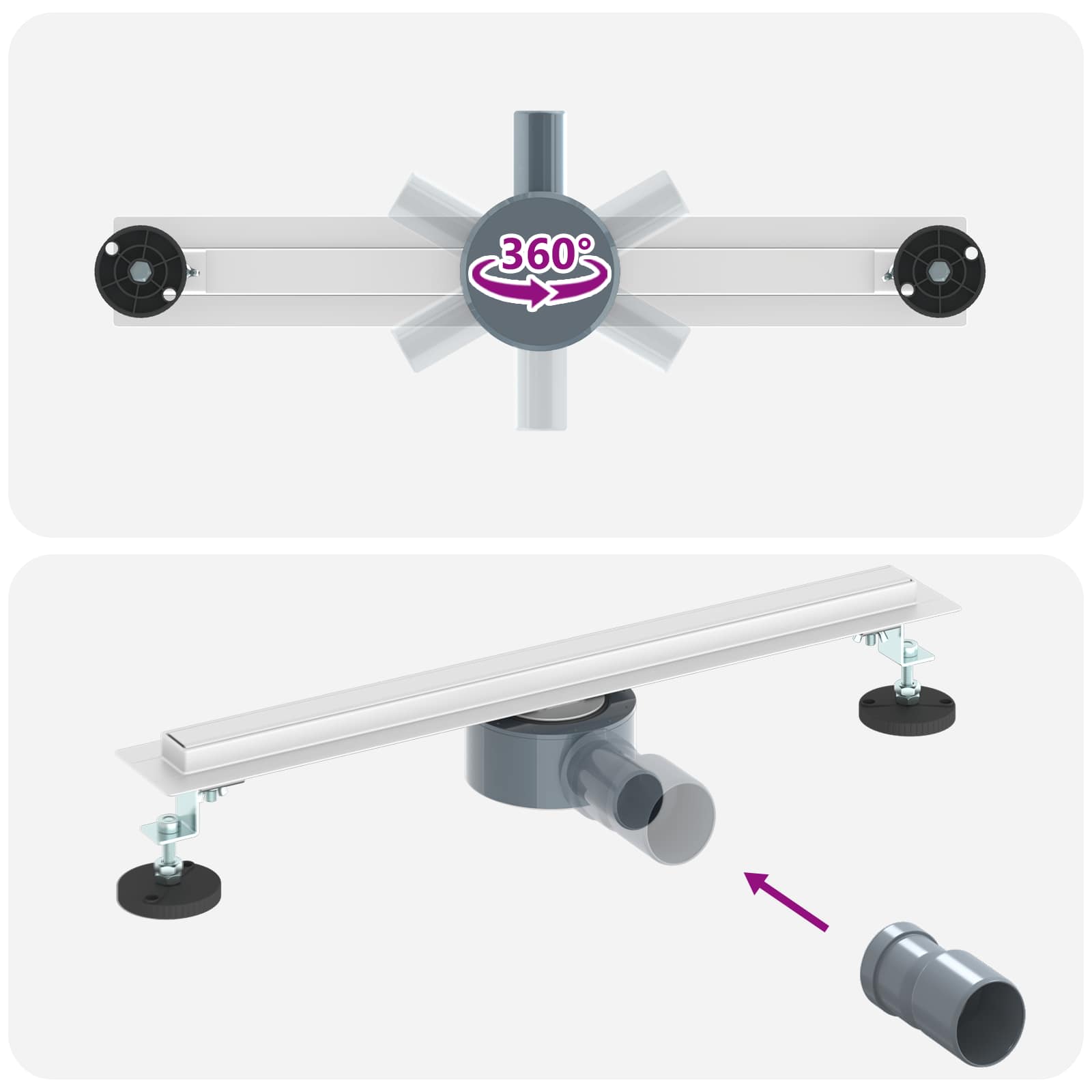360° Odvod za tuširanje s tankim modelom Srebrno 50 cm