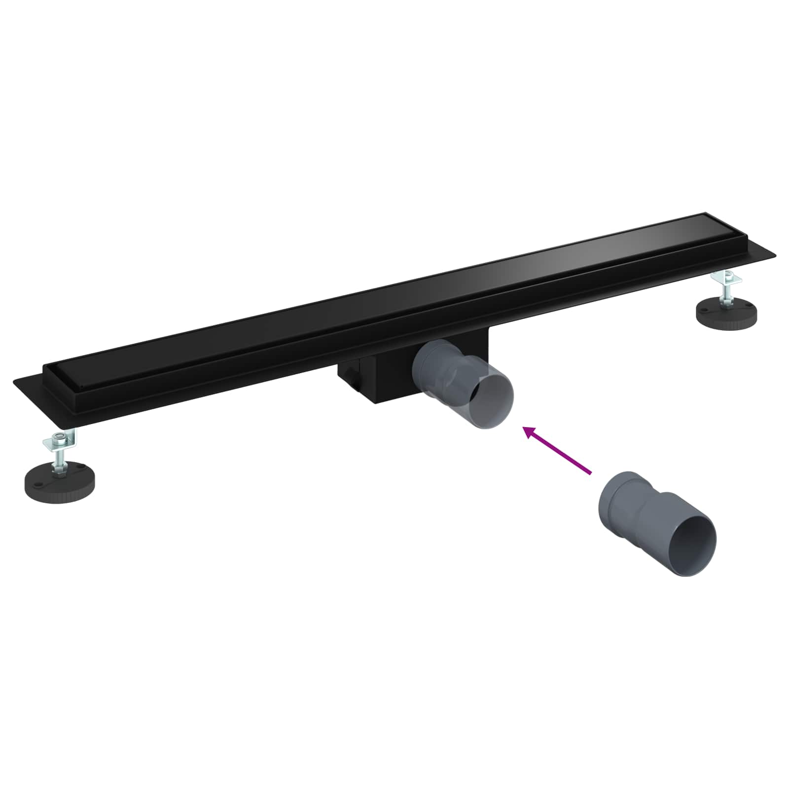 2 u 1 odvod za tuš Crna 70 cm Nehrđajući čelik 304