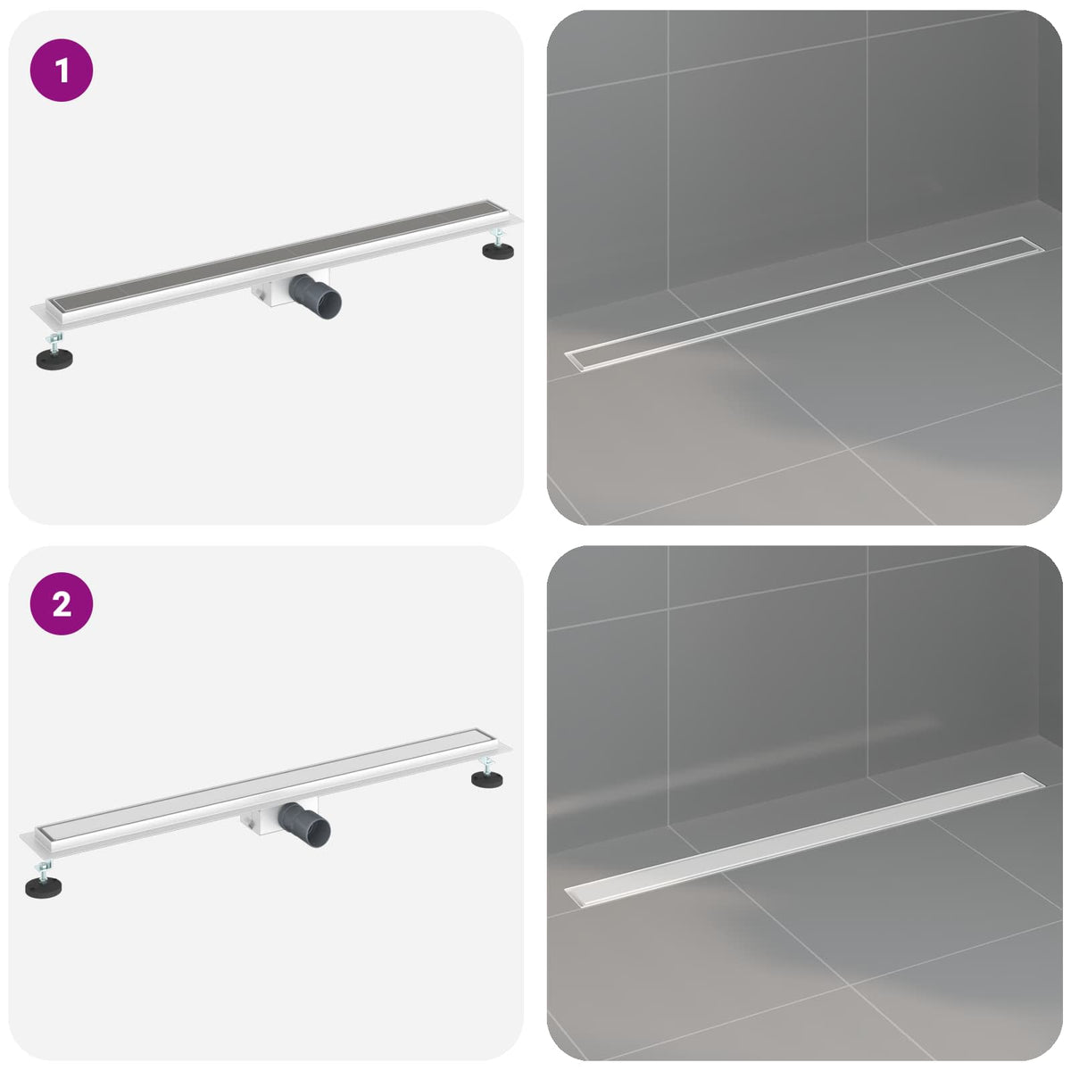 2 u 1 odvod za tuš Srebrno 100 cm Nehrđajući čelik 304