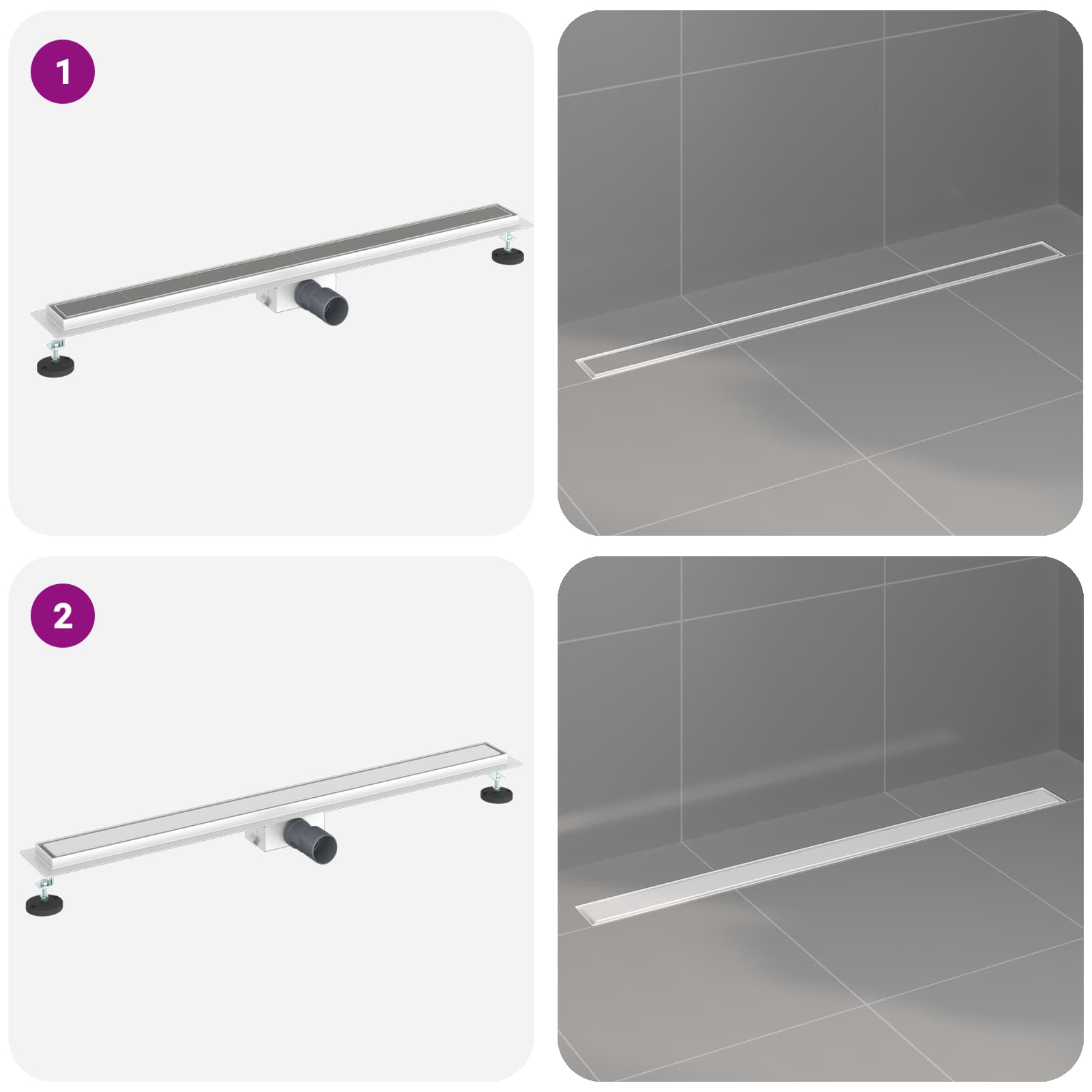 2 u 1 odvod za tuš Srebrno 100 cm Nehrđajući čelik 304