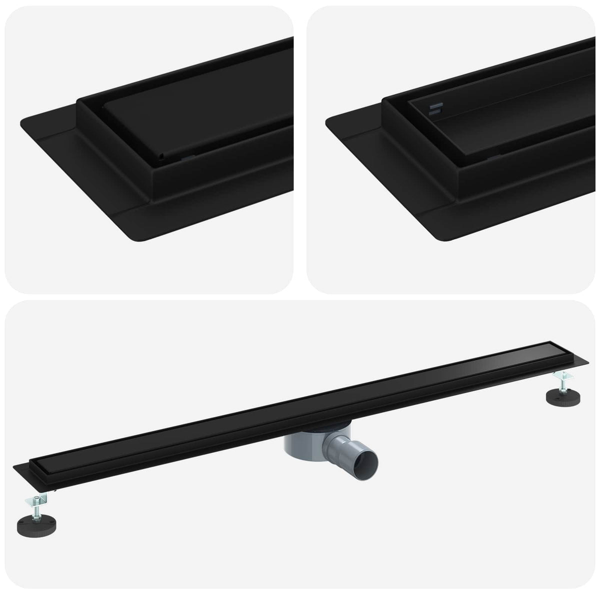 Tuš kanal 2-u-1 sa 360° sifonom Crna 100 cm