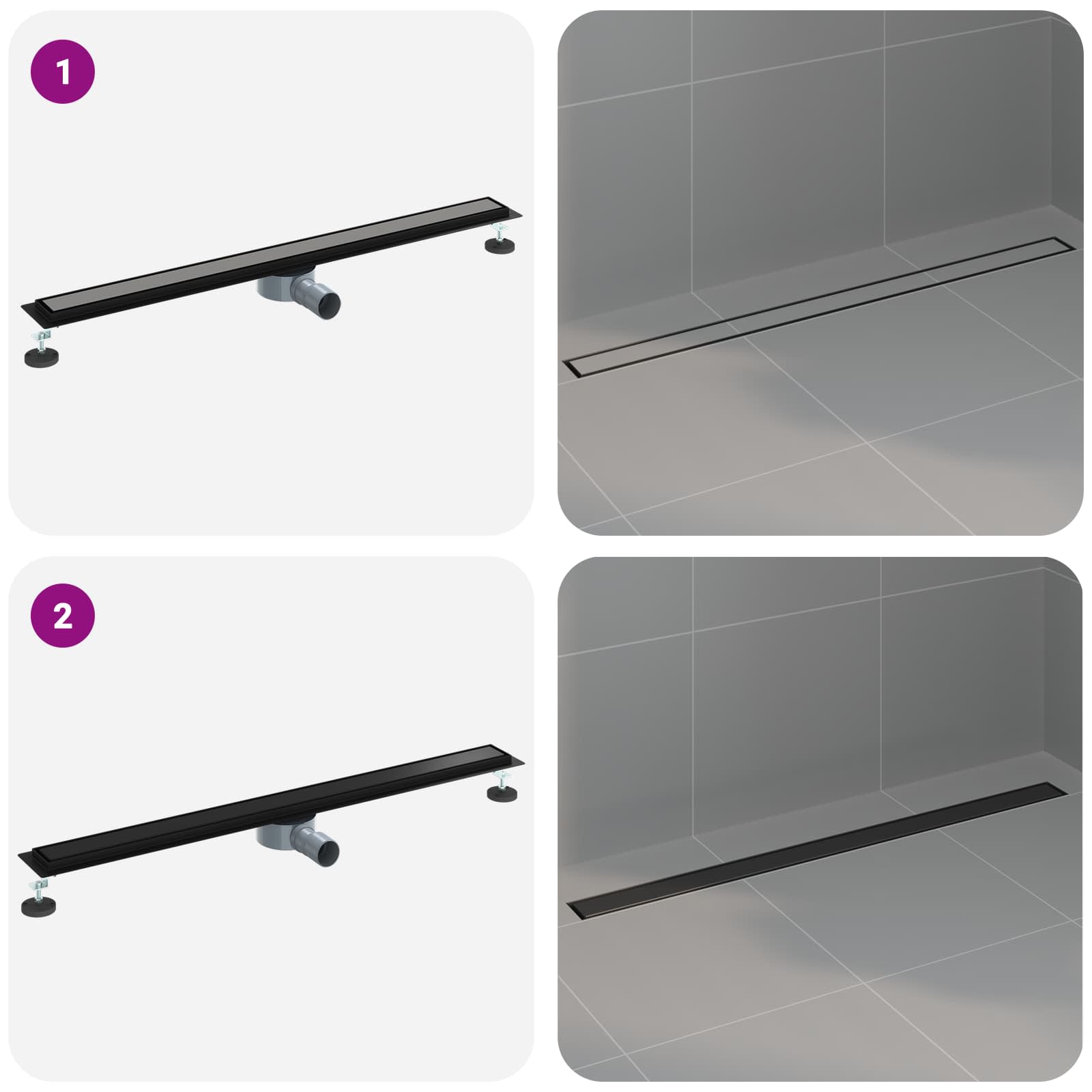 Tuš kanal 2-u-1 sa 360° sifonom Crna 100 cm