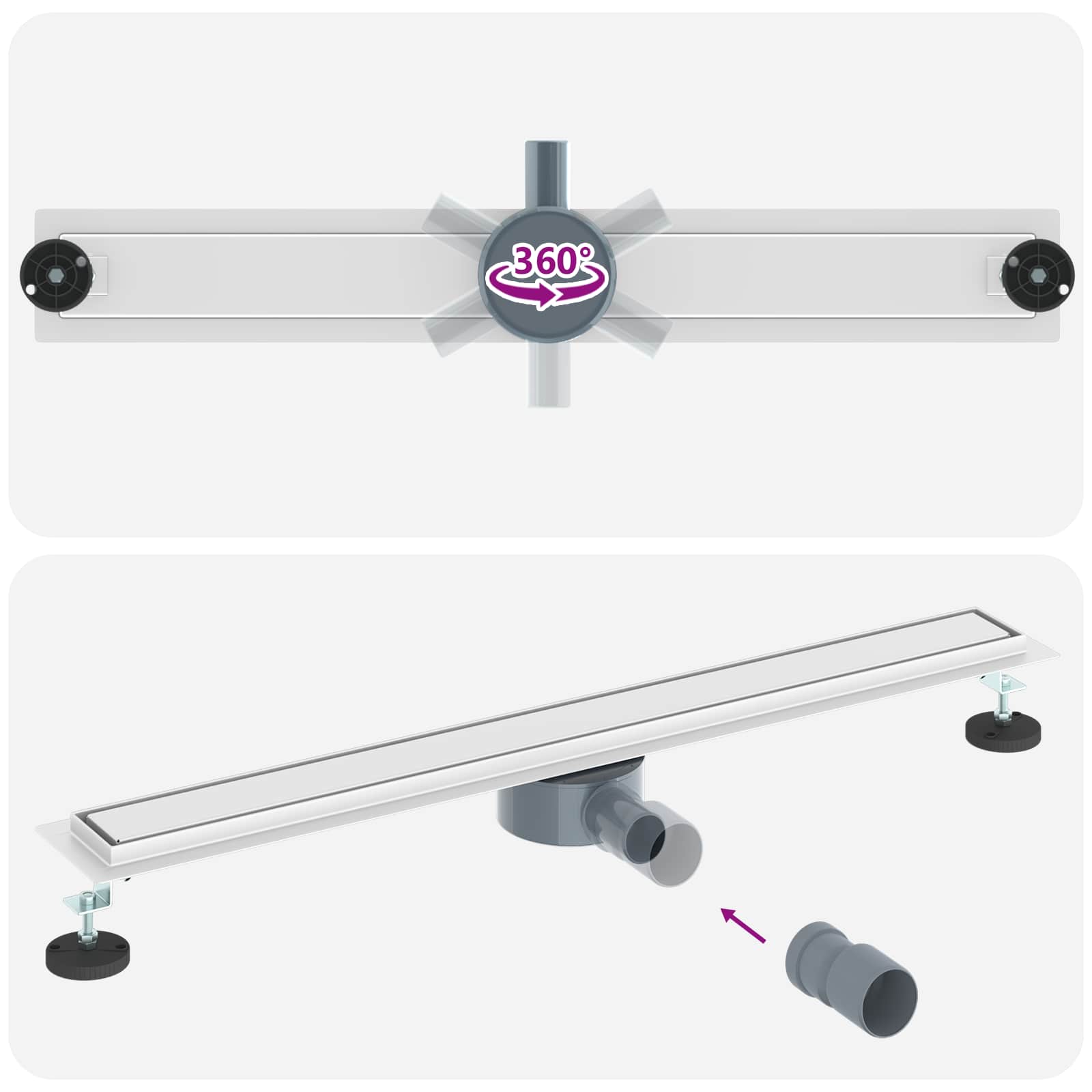 Tuš kanal 2-u-1 sa 360° sifonom Srebrno 80 cm