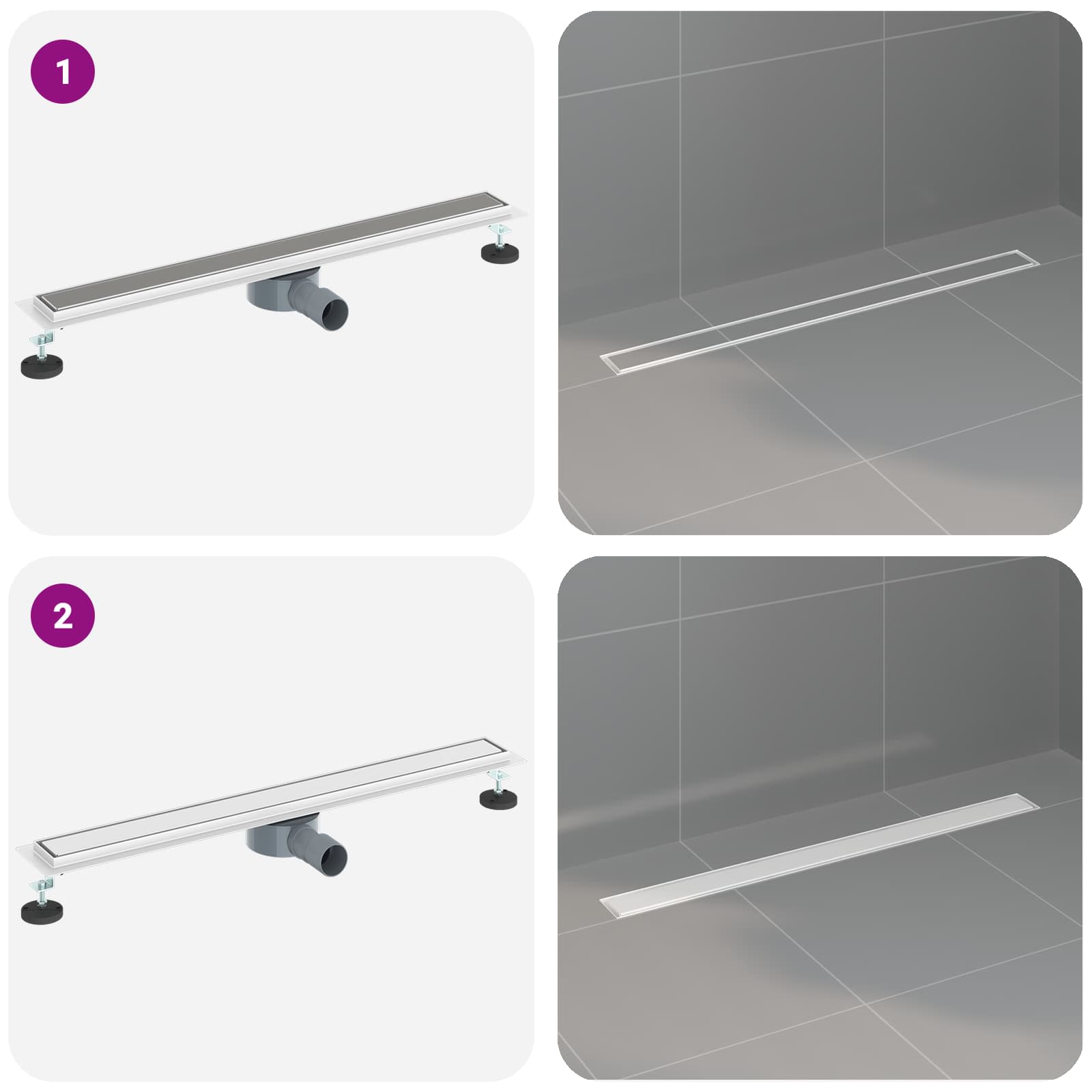 Tuš kanal 2-u-1 sa 360° sifonom Srebrno 80 cm