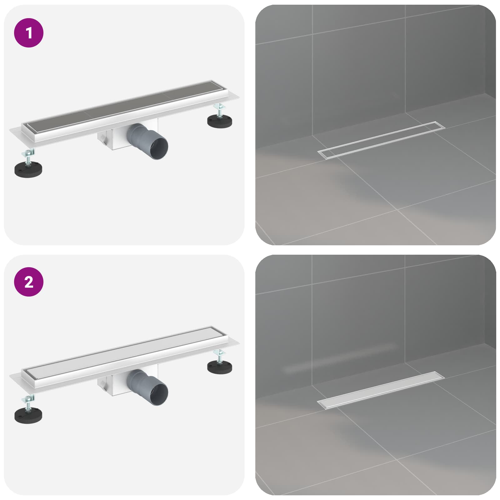2 u 1 odvod za tuš Srebrno 50 cm Nehrđajući čelik 304